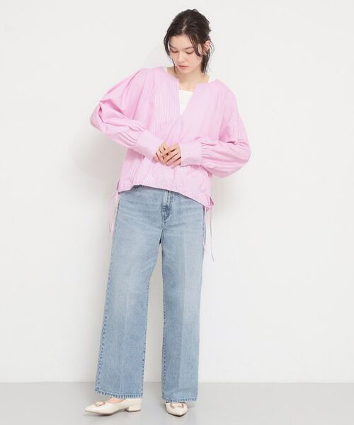 THE SHOP TK / ザ ショップ ティーケー シャツ・ブラウス | キーネックストライプドロストシャツブラウス | 詳細7