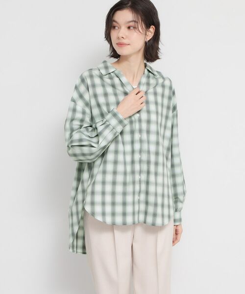 THE SHOP TK / ザ ショップ ティーケー シャツ・ブラウス | バックシャーリングシャツ長袖(ミントグリーン(221))