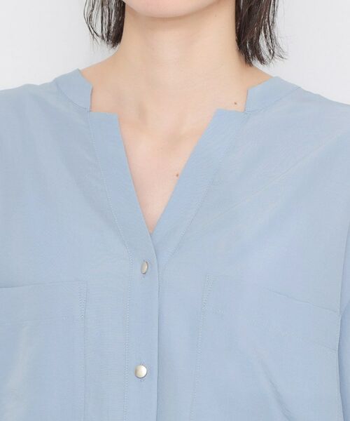 THE SHOP TK / ザ ショップ ティーケー シャツ・ブラウス | 【刻みネックですっきり見え】Wポケット金ボタンシャツ | 詳細25