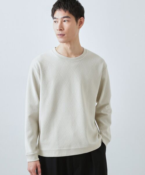 THE SHOP TK / ザ ショップ ティーケー スウェット | ジャガードリンクススウエット（ライトグレー(011)）