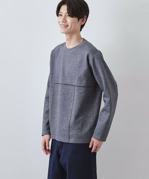 THE SHOP TK / ザ ショップ ティーケー カットソー | ダンボール ステッチ切替デザイン 長袖Tシャツ 洗濯機OK | 詳細13