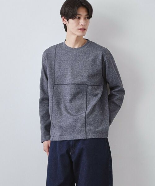 THE SHOP TK / ザ ショップ ティーケー カットソー | ダンボール ステッチ切替デザイン 長袖Tシャツ 洗濯機OK | 詳細14