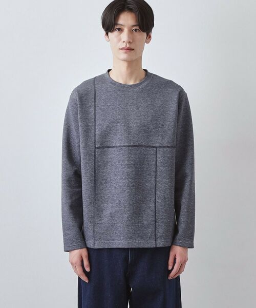 THE SHOP TK / ザ ショップ ティーケー カットソー | ダンボール ステッチ切替デザイン 長袖Tシャツ 洗濯機OK | 詳細17