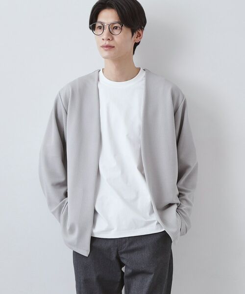 THE SHOP TK / ザ ショップ ティーケー カーディガン・ボレロ | カーディガン＋半袖Tシャツ セットアイテム 洗濯機OK（ライトグレー(011)）
