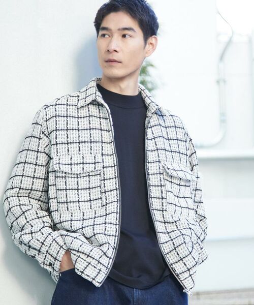 THE SHOP TK / ザ ショップ ティーケー レザーブルゾン・ジャケット | 【カジュアルに上品さをプラス】変わり織ツイードブルゾン　洗濯機OK | 詳細1
