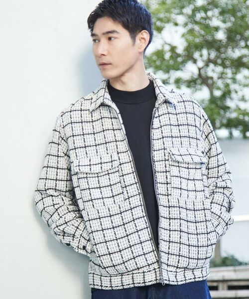 THE SHOP TK / ザ ショップ ティーケー レザーブルゾン・ジャケット | 【カジュアルに上品さをプラス】変わり織ツイードブルゾン　洗濯機OK | 詳細3