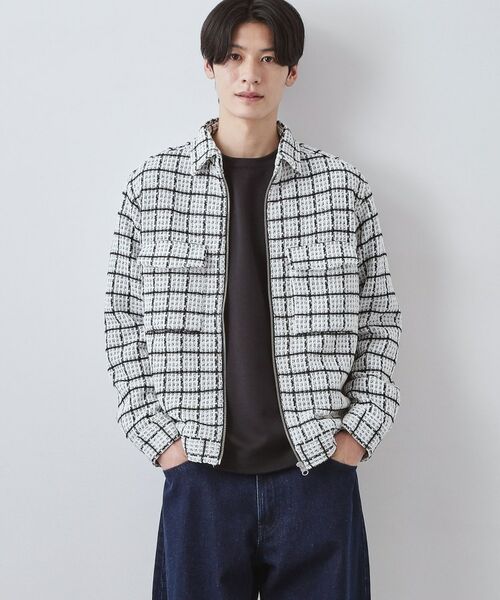 THE SHOP TK / ザ ショップ ティーケー レザーブルゾン・ジャケット | 【カジュアルに上品さをプラス】変わり織ツイードブルゾン　洗濯機OK | 詳細4