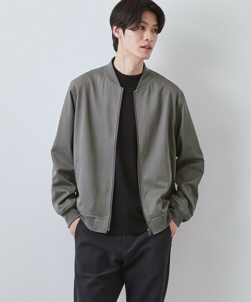 THE SHOP TK / ザ ショップ ティーケー レザーブルゾン・ジャケット | FLEXLINE ストレッチリブブルゾン（グレー(012)）