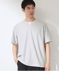 THE SHOP TK / ザ ショップ ティーケー カットソー | 【一枚でコーディネートが完成！】レイヤード風 キーネック 半袖Tシャツ 洗濯機OK