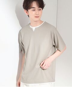 THE SHOP TK / ザ ショップ ティーケー カットソー | 【一枚でコーディネートが完成！】レイヤード風 キーネック 半袖Tシャツ 洗濯機OK