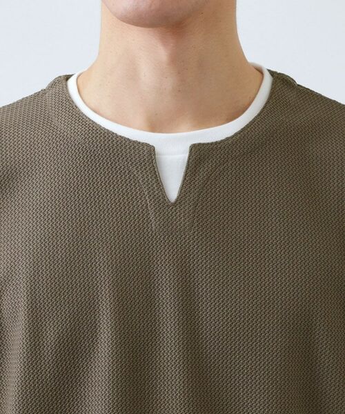 THE SHOP TK / ザ ショップ ティーケー カットソー | 【一枚でコーディネートが完成！】レイヤード風 キーネック 半袖Tシャツ 洗濯機OK | 詳細23