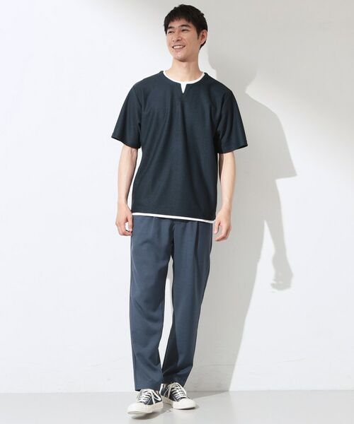 THE SHOP TK / ザ ショップ ティーケー カットソー | 【一枚でコーディネートが完成！】レイヤード風 キーネック 半袖Tシャツ 洗濯機OK | 詳細30