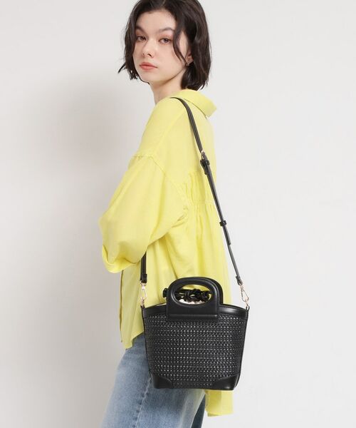 THE SHOP TK / ザ ショップ ティーケー ショルダーバッグ | 合皮型押しメッシュショルダーバッグ | 詳細1