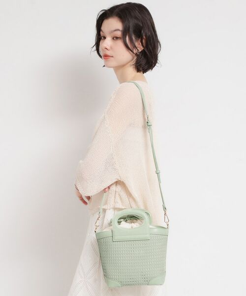 THE SHOP TK / ザ ショップ ティーケー ショルダーバッグ | 合皮型押しメッシュショルダーバッグ | 詳細3