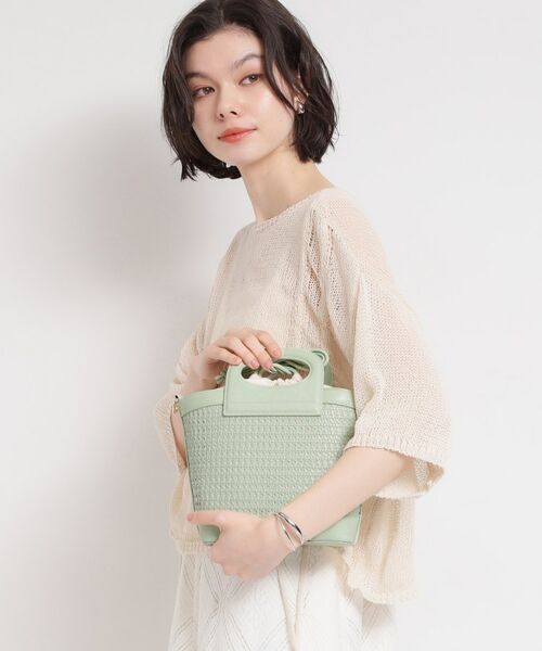 THE SHOP TK / ザ ショップ ティーケー ショルダーバッグ | 合皮型押しメッシュショルダーバッグ（ミントグリーン(021)）