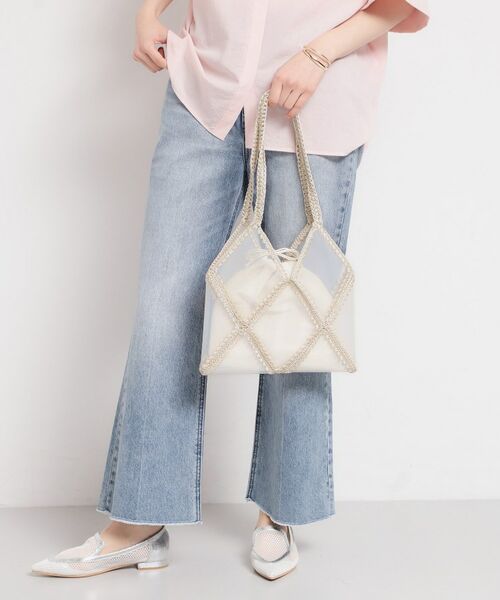 THE SHOP TK / ザ ショップ ティーケー トートバッグ | PVC×鍵針切り替えバッグ（ライトベージュ(051)）