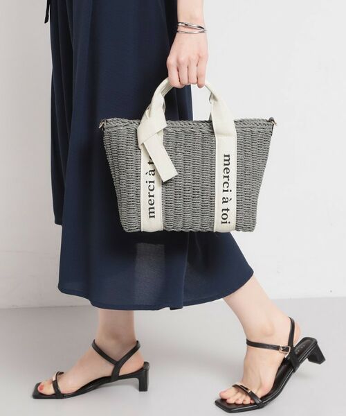 THE SHOP TK / ザ ショップ ティーケー ハンドバッグ | ロゴ雑材バッグ（グレー(512)）