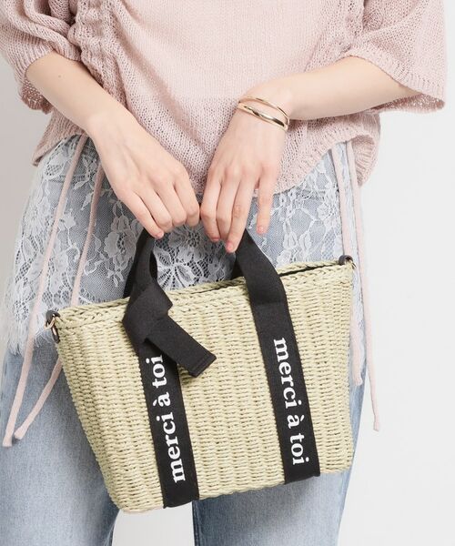 THE SHOP TK / ザ ショップ ティーケー ハンドバッグ | ロゴ雑材バッグ（アイボリー(504)）