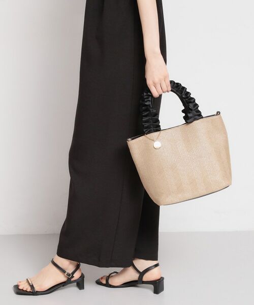 THE SHOP TK / ザ ショップ ティーケー トートバッグ | 雑材フリルハンドルトートバッグ（ベージュ(052)）
