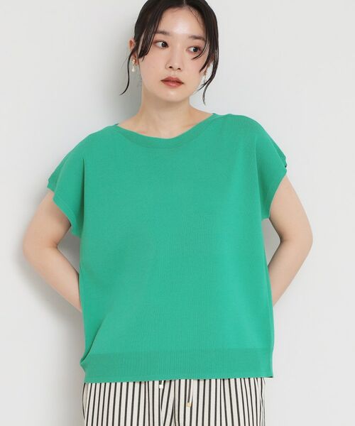 THE SHOP TK / ザ ショップ ティーケー ニット・セーター | 【多機能】レーヨンナイロン総針フレンチニット（グリーン(022)）