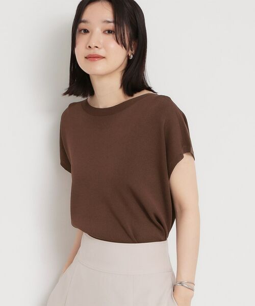 THE SHOP TK / ザ ショップ ティーケー ニット・セーター | 【多機能】レーヨンナイロン総針フレンチニット（ブラウン(043)）