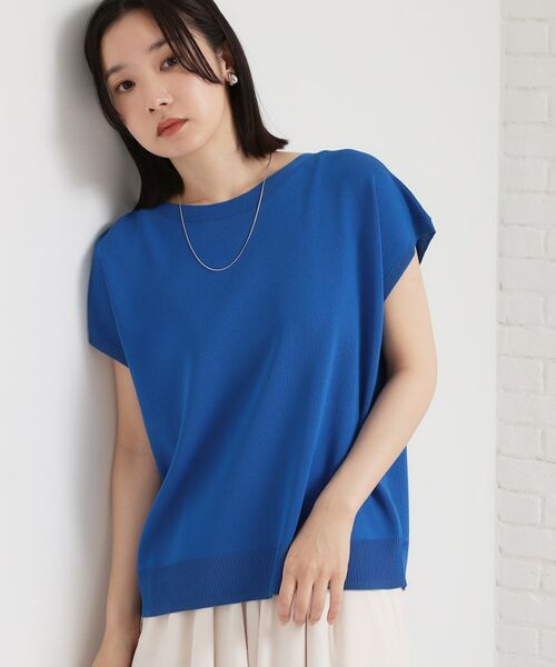THE SHOP TK / ザ ショップ ティーケー ニット・セーター | 【多機能】レーヨンナイロン総針フレンチニット（ブルー(993)）