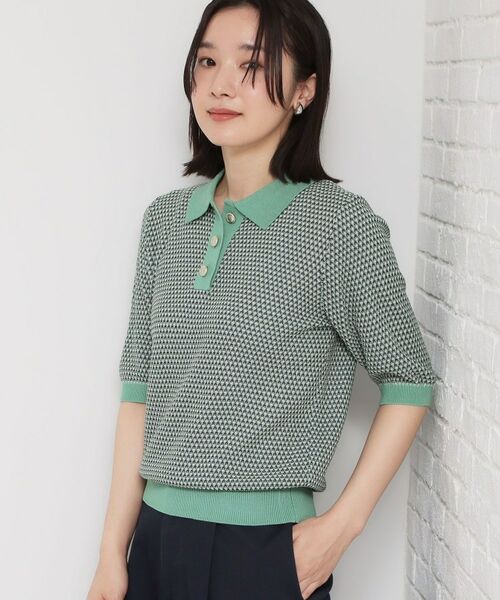 THE SHOP TK / ザ ショップ ティーケー ニット・セーター | 衿付きジャカードポロニット（チャコールグレー(114)）