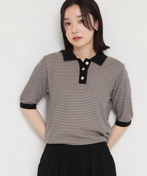 THE SHOP TK / ザ ショップ ティーケー ニット・セーター | 衿付きジャカードポロニット（ブラック(119)）