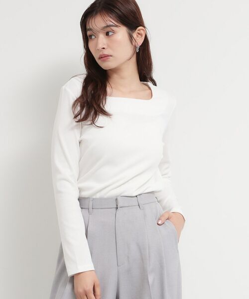 THE SHOP TK / ザ ショップ ティーケー カットソー | スクエアネックテレコトップス（オフホワイト(003)）