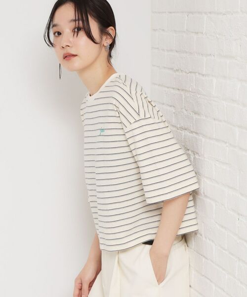 THE SHOP TK / ザ ショップ ティーケー Tシャツ | ワンポイント刺繍マルチボーダーTee | 詳細1