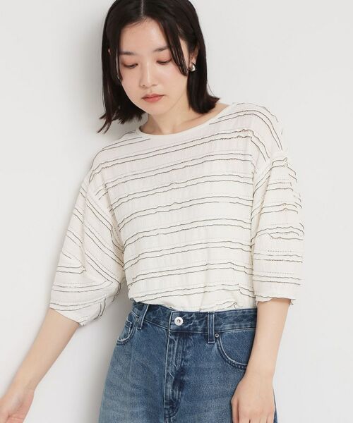 THE SHOP TK / ザ ショップ ティーケー カットソー | フリルレースボーダートップス | 詳細1