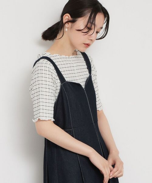 THE SHOP TK / ザ ショップ ティーケー カットソー | 楊柳チェック5分袖カットソー | 詳細1