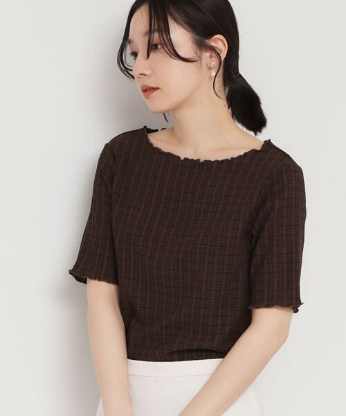 THE SHOP TK / ザ ショップ ティーケー カットソー | 楊柳チェック5分袖カットソー | 詳細10