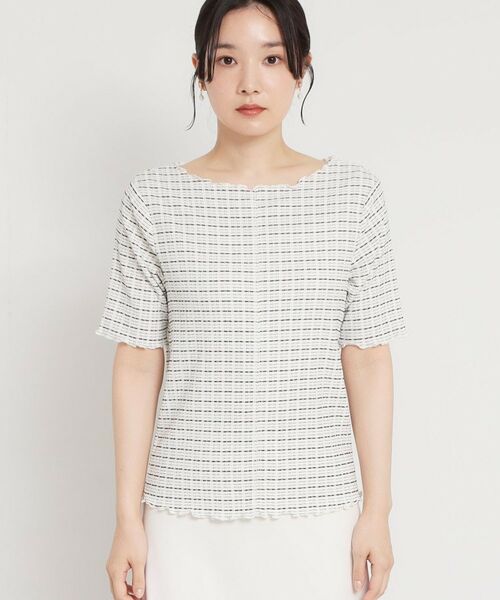 THE SHOP TK / ザ ショップ ティーケー カットソー | 楊柳チェック5分袖カットソー | 詳細13