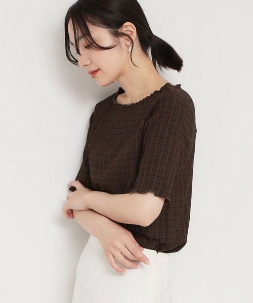 THE SHOP TK / ザ ショップ ティーケー カットソー | 楊柳チェック5分袖カットソー | 詳細9