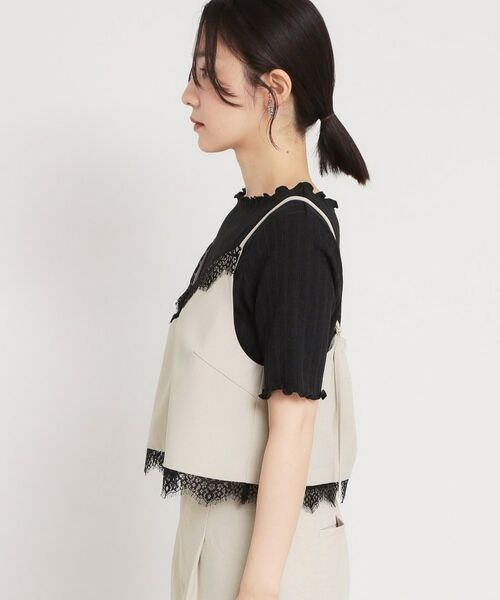 THE SHOP TK / ザ ショップ ティーケー キャミソール・チューブトップ | 麻調レース切り替えキャミ | 詳細10