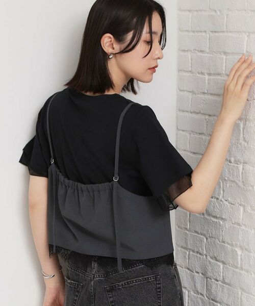 THE SHOP TK / ザ ショップ ティーケー キャミソール・チューブトップ | 麻調レース切り替えキャミ | 詳細2