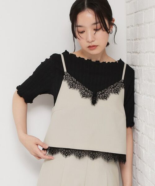 THE SHOP TK / ザ ショップ ティーケー キャミソール・チューブトップ | 麻調レース切り替えキャミ | 詳細5