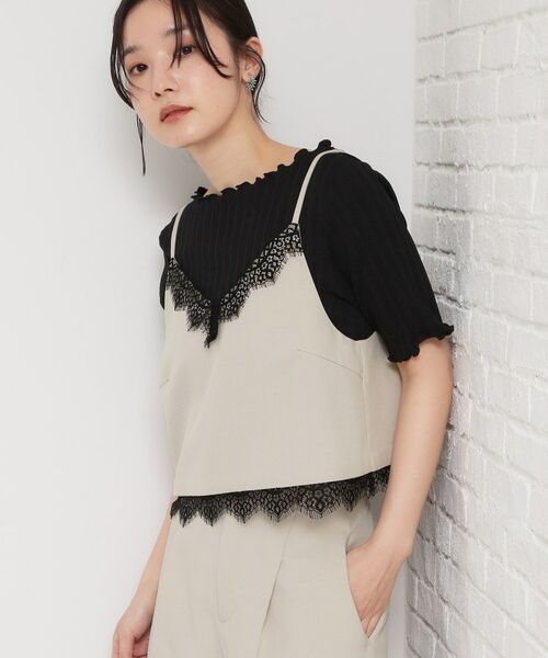 THE SHOP TK / ザ ショップ ティーケー キャミソール・チューブトップ | 麻調レース切り替えキャミ | 詳細6