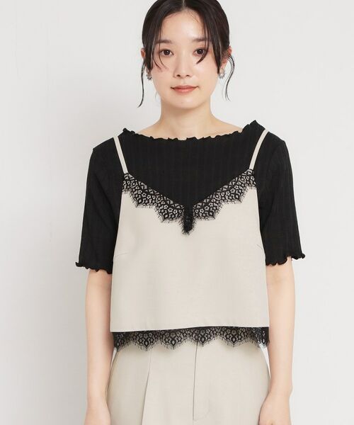 THE SHOP TK / ザ ショップ ティーケー キャミソール・チューブトップ | 麻調レース切り替えキャミ | 詳細9