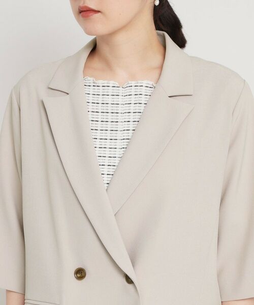 THE SHOP TK / ザ ショップ ティーケー テーラードジャケット | 麻調合繊Wブレスト6分袖ジャケット（セットアップ対応） | 詳細12