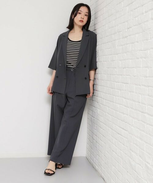THE SHOP TK / ザ ショップ ティーケー テーラードジャケット | 麻調合繊Wブレスト6分袖ジャケット（セットアップ対応） | 詳細3