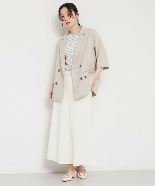 THE SHOP TK / ザ ショップ ティーケー テーラードジャケット | 麻調合繊Wブレスト6分袖ジャケット（セットアップ対応） | 詳細7