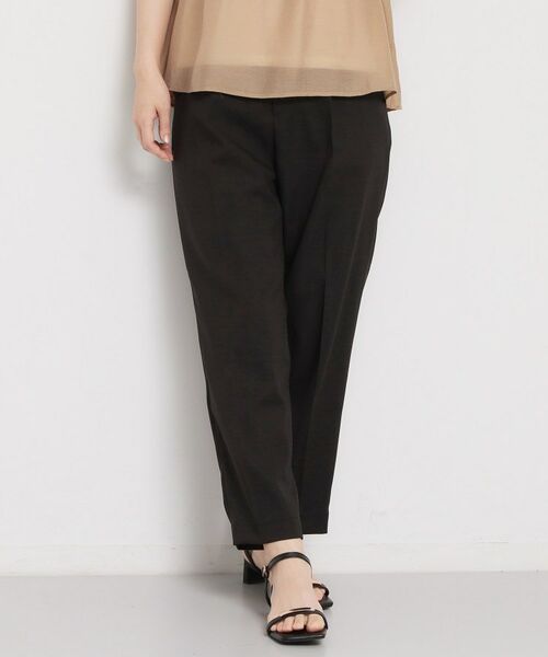 THE SHOP TK / ザ ショップ ティーケー パンツ | 【洗える】麻調テーパードパンツ（ブラック(019)）