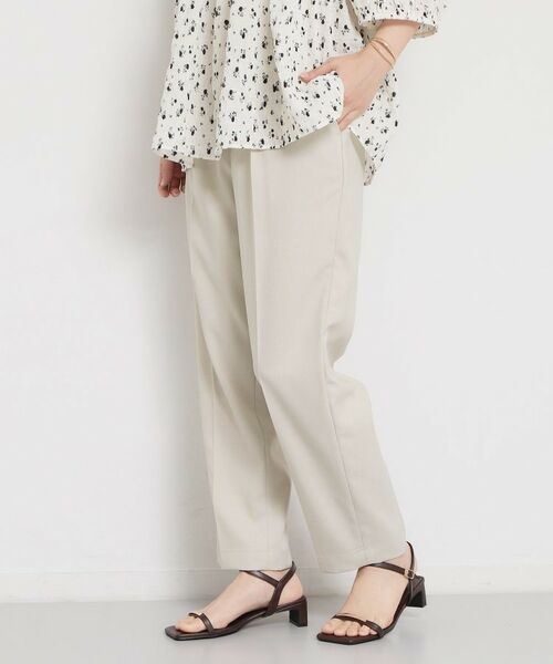 THE SHOP TK / ザ ショップ ティーケー パンツ | 【洗える】麻調テーパードパンツ（ライトベージュ(051)）