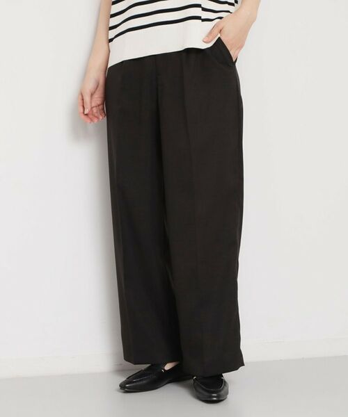 THE SHOP TK / ザ ショップ ティーケー パンツ | 【洗える】 麻調ワイドパンツ（ブラック(019)）