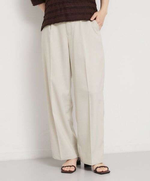 THE SHOP TK / ザ ショップ ティーケー パンツ | 【洗える】 麻調ワイドパンツ（ライトベージュ(051)）