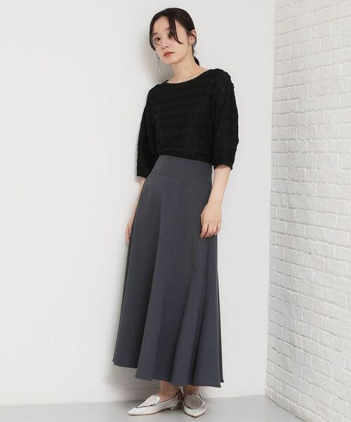 THE SHOP TK / ザ ショップ ティーケー スカート | 麻調ミモレ丈フレアスカート | 詳細3
