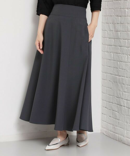 THE SHOP TK / ザ ショップ ティーケー スカート | 麻調ミモレ丈フレアスカート（チャコールグレー(014)）