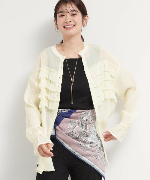 THE SHOP TK / ザ ショップ ティーケー シャツ・ブラウス | ティアードフリル楊柳シャツ（アイボリー(004)）